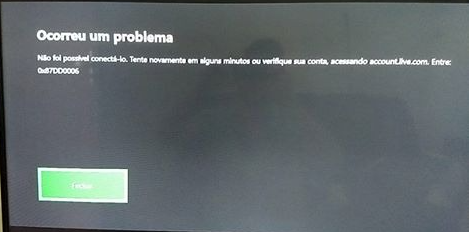 imagem do erro 0x87dd0006 no xbox one